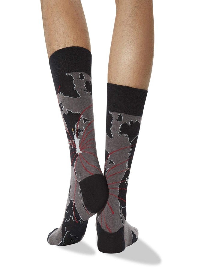 Hot Sox Mens World Map Crew Socks, Mens Shoe Size 6-12.5, Black - Image 3