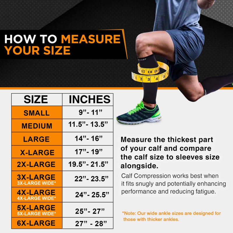 Doc Miller Compression Calf Sleeve for Men & Women â€“ 20-30mmHg Graduated Support for Running, Shin Splints, Calf Strain â€“ Knee High, Small to 6XL Plus Size - Image 3