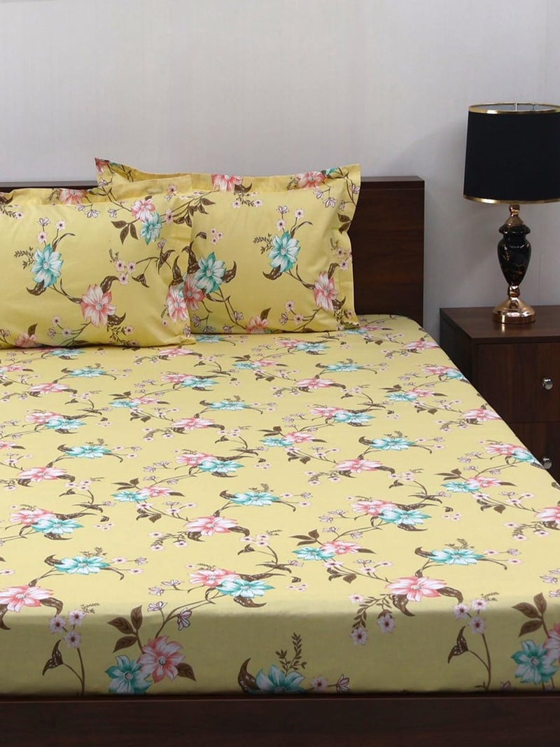 Bombay Dyeing Florentine Collection Double Bedsheet 144 TC, 100% Pure Cotton Premium Bedsheet with 2 Pillow Covers - Image 2