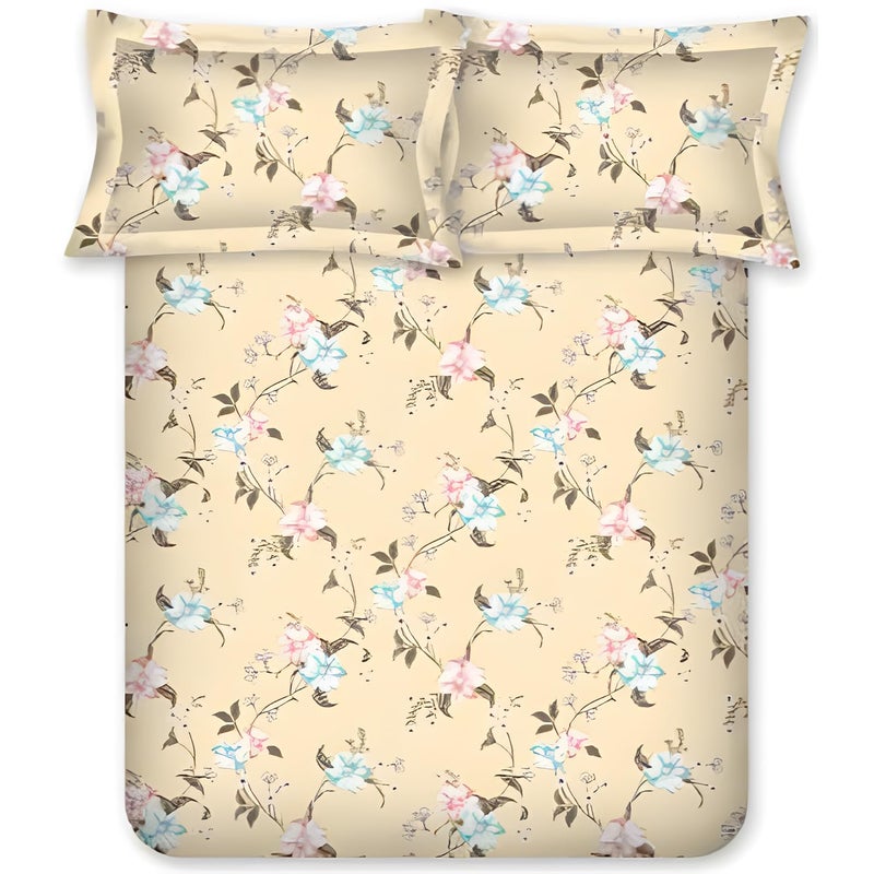 Bombay Dyeing Florentine Collection Double Bedsheet 144 TC, 100% Pure Cotton Premium Bedsheet with 2 Pillow Covers - Image 1