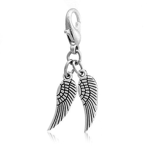 JGFinds Angel Wings Clip On Charm 10 Pack of Silver Tone Pendants with Lobster Clasp Jewelry Making Supplies Small 1 13 Inch for Bracelet Necklace Earrings or Arts and Crafts