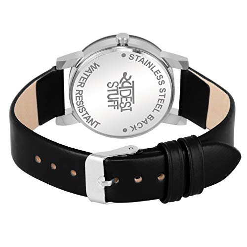 SWADESI STUFF Analogue Crystal Girl's Watch (Black Dial Black Colored Leather Strap) - Image 4