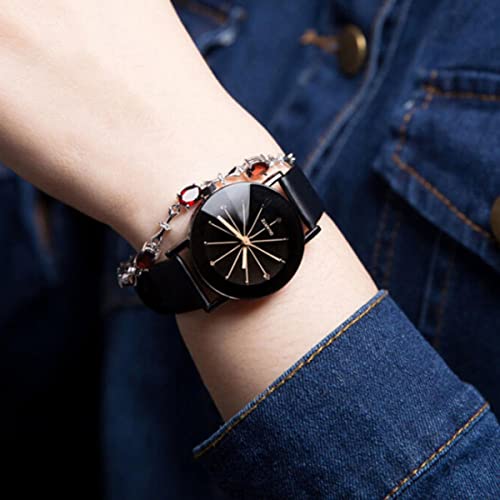 SWADESI STUFF Analogue Crystal Girl's Watch (Black Dial Black Colored Leather Strap) - Image 5