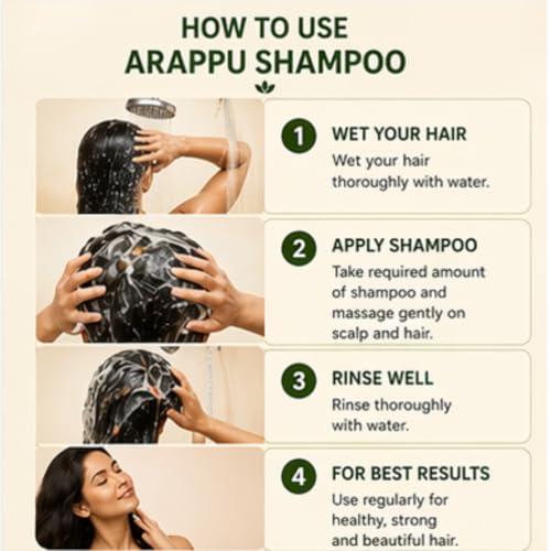 Neotea Arappu Herbal Shampoo 250ml | Natural Hair Cleanser | Gentle Scalp Care & Hair Nourishment | Sulfate-Free, Paraben-Free | Suitable for All Hair Types - Image 4