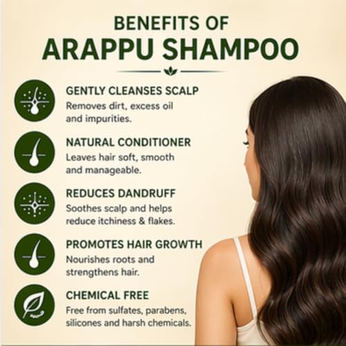 Neotea Arappu Herbal Shampoo 250ml | Natural Hair Cleanser | Gentle Scalp Care & Hair Nourishment | Sulfate-Free, Paraben-Free | Suitable for All Hair Types - Image 3
