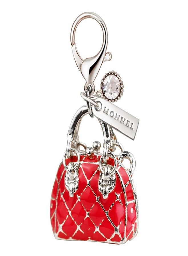 MONNEL MC312 3D Lady Handbag Lobster Clasp Charm for Women with Velvet Bag (Red,1 Piece) - Image 1