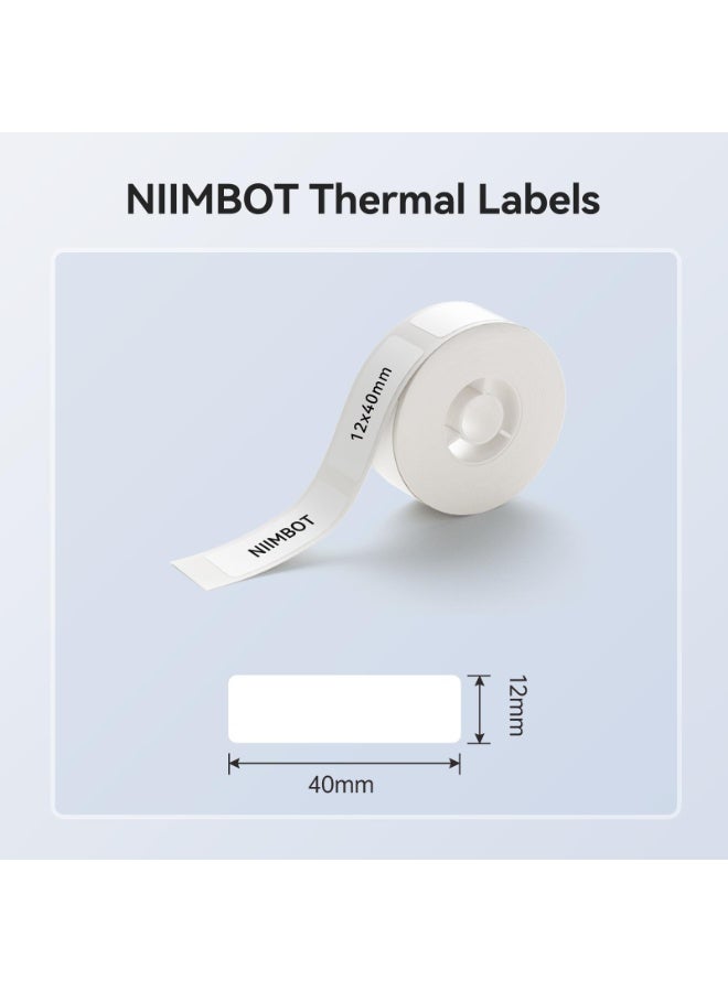 نيمبوت شريط لاصق من NIIMBOT لطابعات الملصقات D11/D110/D101، مقاس 12 × 40 مم (0.47 بوصة × 1.57 بوصة) للاستخدام المنزلي والمكتبي، بديل لشريط الملصقات، أبيض - Image 2