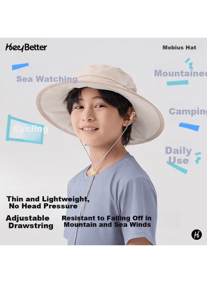 Heybetter Kids Mobius Double-sided Sun Protection Hat Mocha Brown Gray M - Image 2