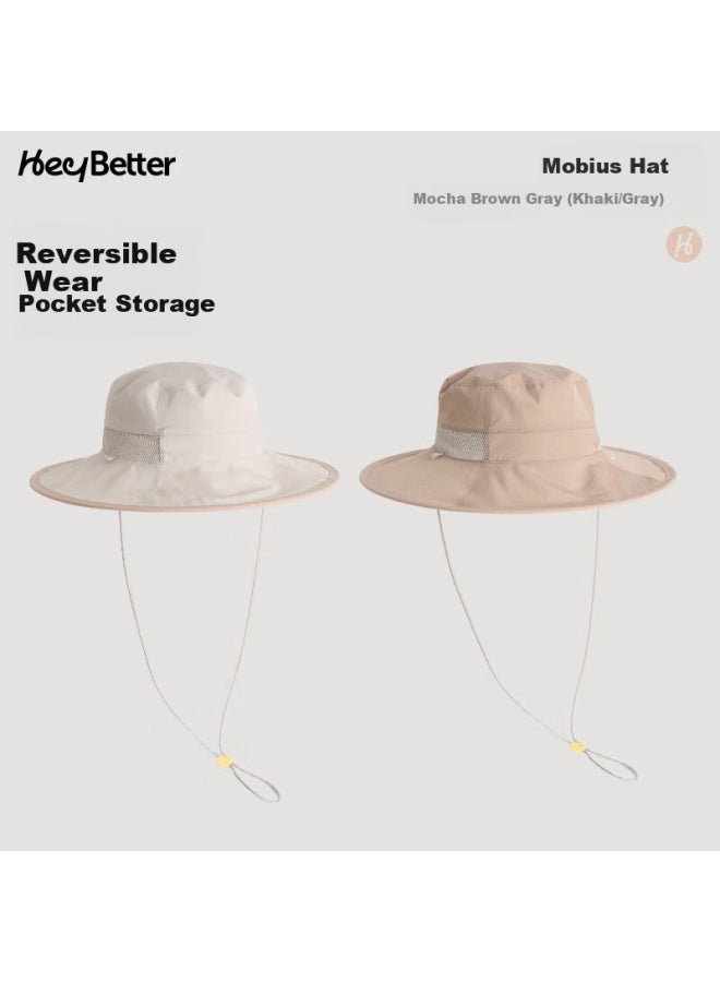 Heybetter Kids Mobius Double-sided Sun Protection Hat Mocha Brown Gray M - Image 1