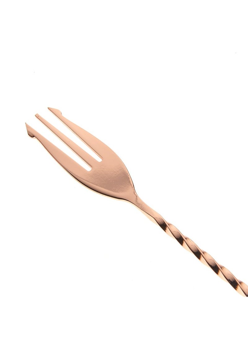 BarPros Professional Copper Finish Mixing Spoon with Fork End, 40cm - Ideal for Cocktails and Beverages - Image 2