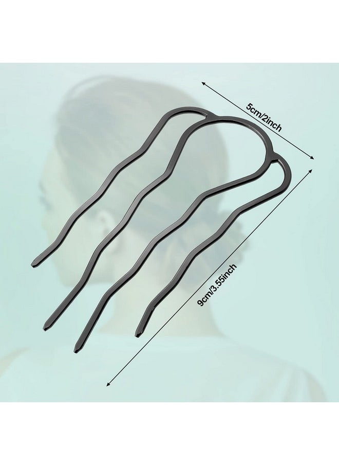 Chuangdi 6 Pieces Hair Fork Clip Stick 87 Mm Side Hair Comb 4 Prong Hair Updo Bun Hairpin Sticks Alloy Hair Clips Grips For Women Hair Styling Tool Accessories (Black)  - Image 2