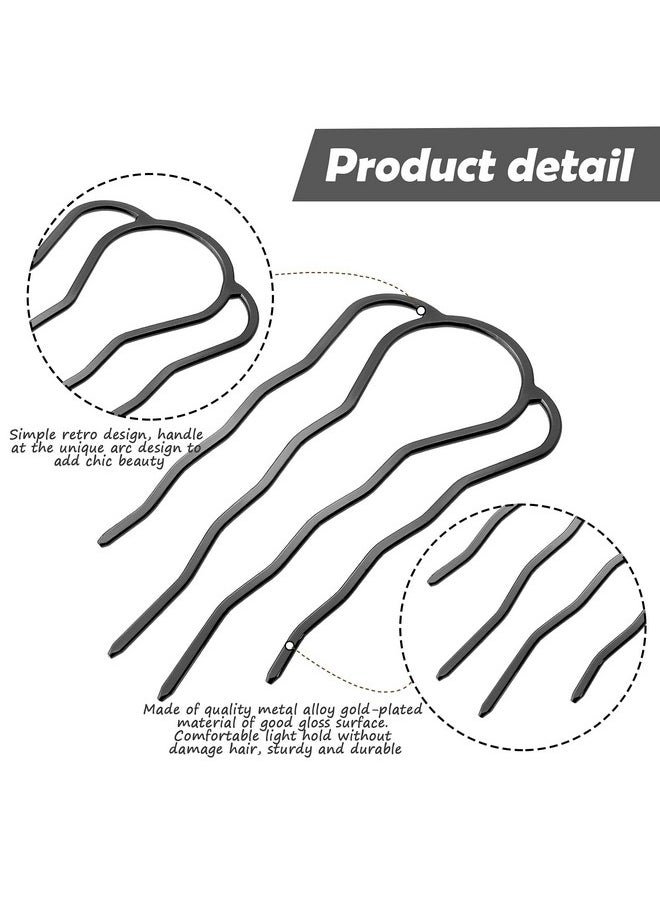 Chuangdi 6 Pieces Hair Fork Clip Stick 87 Mm Side Hair Comb 4 Prong Hair Updo Bun Hairpin Sticks Alloy Hair Clips Grips For Women Hair Styling Tool Accessories (Black)  - Image 3