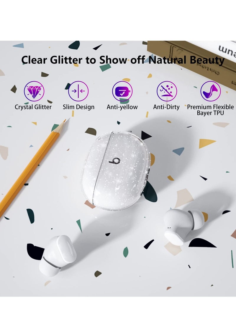 Generic - For Beats Studio Buds Case 2021 Clear Glitter Full Protective Sparkly Bling Clear Case for Beats Studio Buds Case Cover Shockproof Soft TPU Case for Beats Studio Buds with Keychain-Glitter - Image 1