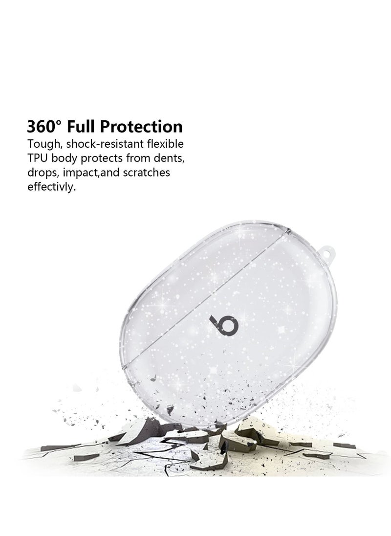 Generic - For Beats Studio Buds Case 2021 Clear Glitter Full Protective Sparkly Bling Clear Case for Beats Studio Buds Case Cover Shockproof Soft TPU Case for Beats Studio Buds with Keychain-Glitter - Image 1