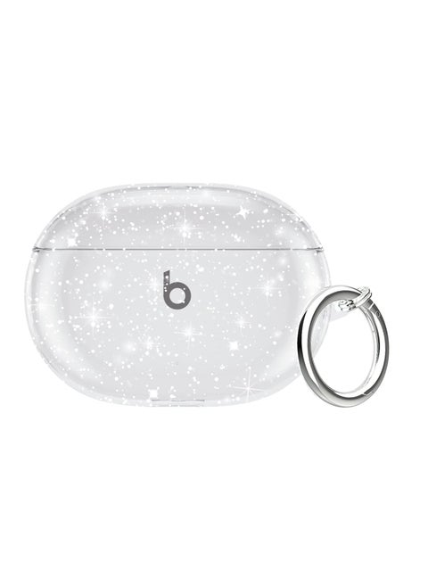For Beats Studio Buds Case 2021 Clear Glitter Full Protective Sparkly Bling Clear Case for Beats Studio Buds Case Cover Shockproof Soft TPU Case for Beats Studio Buds with Keychain-Glitter
