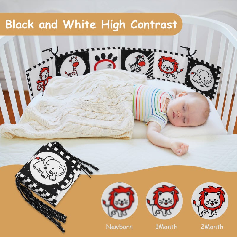 Vicloon Black and White High Contrast Baby Toys, Soft Baby Book for Newborn 0-3-6-12 Months, Infant Tummy Time Toys, Early Education Sensory Toys, Visual Stimulation Folding Cloth Book for Boys Girls - Image 5