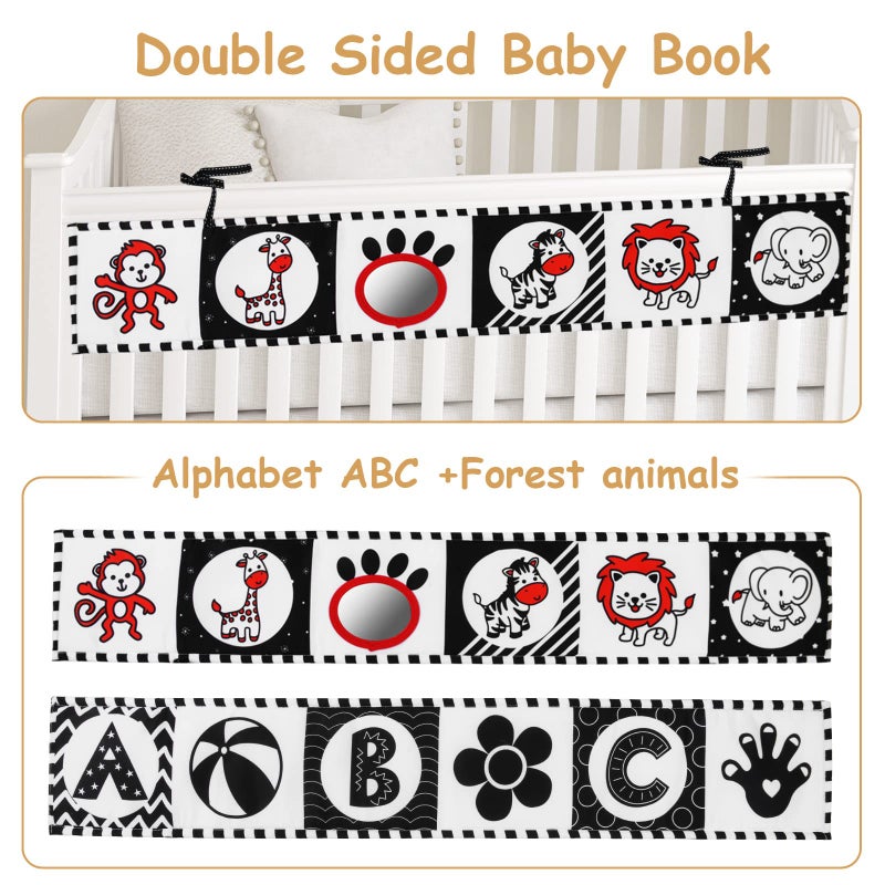 Vicloon Black and White High Contrast Baby Toys, Soft Baby Book for Newborn 0-3-6-12 Months, Infant Tummy Time Toys, Early Education Sensory Toys, Visual Stimulation Folding Cloth Book for Boys Girls - Image 4