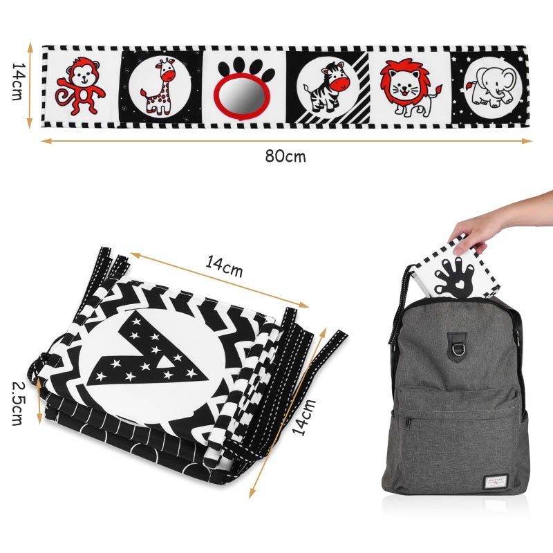 Vicloon Black and White High Contrast Baby Toys, Soft Baby Book for Newborn 0-3-6-12 Months, Infant Tummy Time Toys, Early Education Sensory Toys, Visual Stimulation Folding Cloth Book for Boys Girls - Image 2