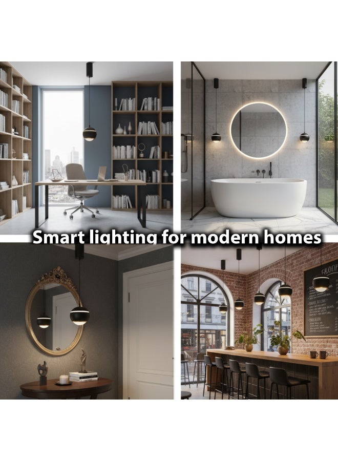 ALFRIDAY Modern Pendant Light, Matte Black Globe, E27 Base, Warm 3000K Accent - Image 2