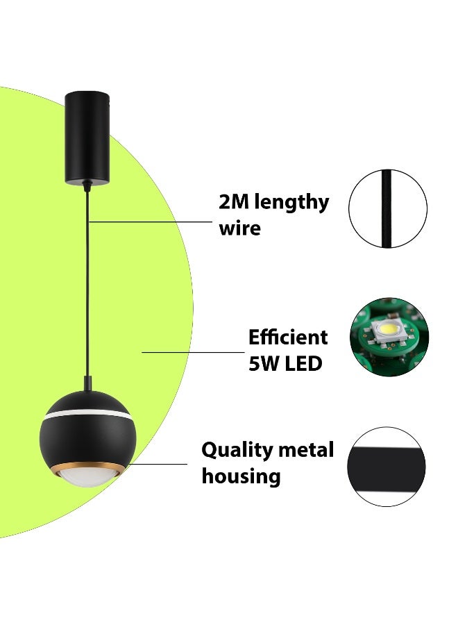 ALFRIDAY Modern Pendant Light, Matte Black Globe, E27 Base, Warm 3000K Accent - Image 5