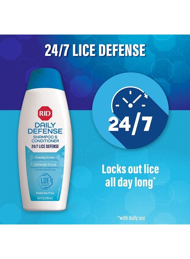 RID Daily Defense Lice Shampoo & Conditioner, Used Daily Provides 24/7 Defense Against Head Lice, 100% Effective, 10.1 Ounce - Image 2