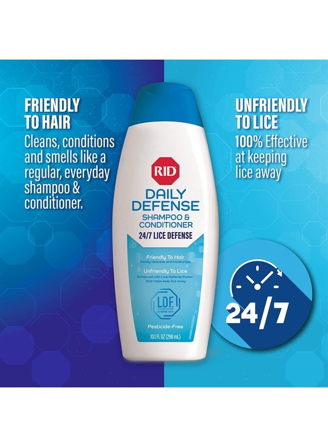 RID Daily Defense Lice Shampoo & Conditioner, Used Daily Provides 24/7 Defense Against Head Lice, 100% Effective, 10.1 Ounce - Image 3