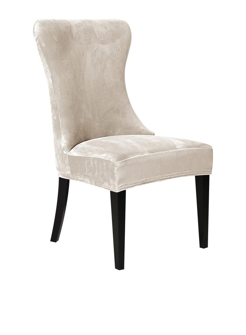 Excefore Stretch Soft Velvet Wingback Chair Cover, Dining Room Chair Covers, Super Soft Washable Reusable Armchair Slipcover, for Dining Room Home Banquet Party Decor (Cream, Set of 4) - Image 4