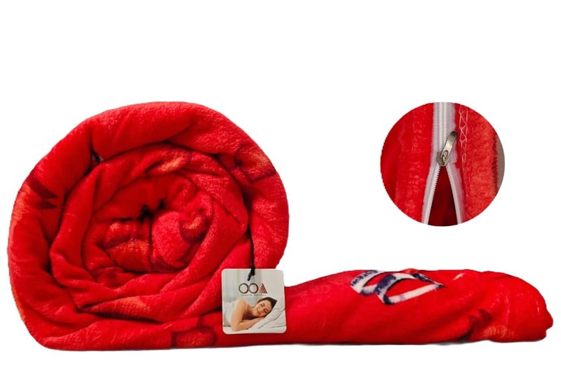 OOA OOA Flannel Rose Print Double Bed DoharDuvetQuiltBlanket Cover with Zipper 90x100 Inch Red can be Used as AC Blanket  - Image 1