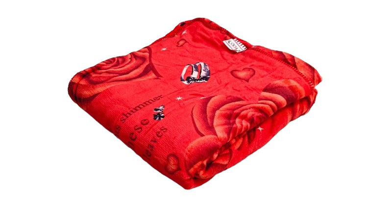 OOA OOA Flannel Rose Print Double Bed DoharDuvetQuiltBlanket Cover with Zipper 90x100 Inch Red can be Used as AC Blanket  - Image 4
