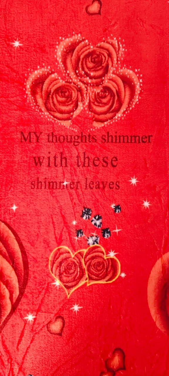 OOA OOA Flannel Rose Print Double Bed DoharDuvetQuiltBlanket Cover with Zipper 90x100 Inch Red can be Used as AC Blanket  - Image 2