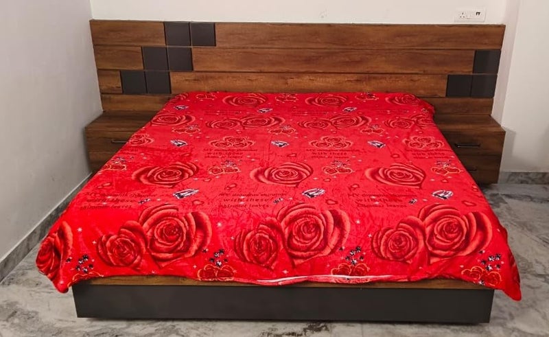 OOA OOA Flannel Rose Print Double Bed DoharDuvetQuiltBlanket Cover with Zipper 90x100 Inch Red can be Used as AC Blanket  - Image 5