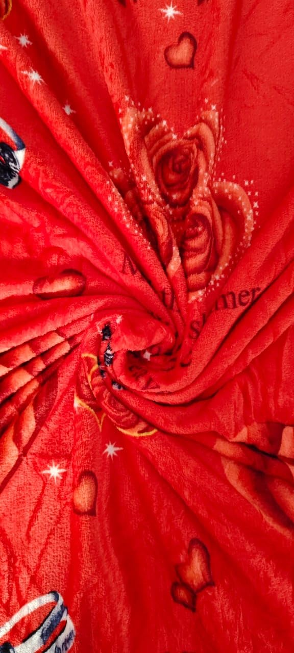 OOA OOA Flannel Rose Print Double Bed DoharDuvetQuiltBlanket Cover with Zipper 90x100 Inch Red can be Used as AC Blanket  - Image 3