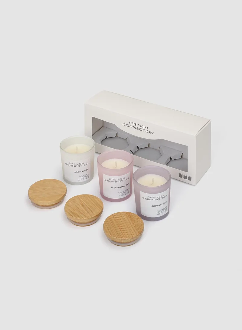 فرنش كونكشن مجموعة هدايا ثلاث شموع بألوان الباستيل  ×  جرام