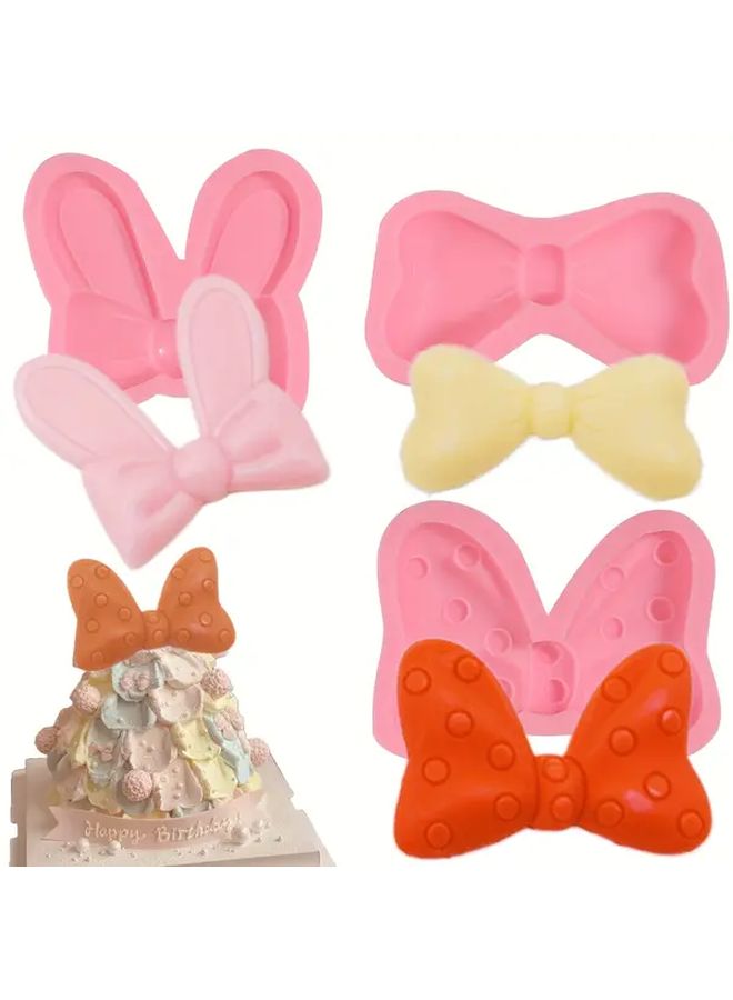3 Pcs Cute Bow Shaped Fondant Molds For Candy Cake And Ice Cream Baking Tools Bpa Free Silicone Reusable Kitchenware Model A 21 - Image 1