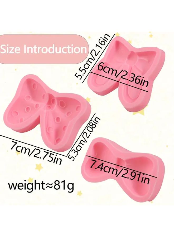 3 Pcs Cute Bow Shaped Fondant Molds For Candy Cake And Ice Cream Baking Tools Bpa Free Silicone Reusable Kitchenware Model A 21 - Image 3