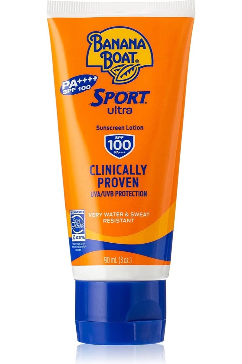BANANA BOAT Banana Boat Sport Ultra Sunscreen Lotion-SPF100-UVA/UVB Protection-Clinically Proven- Very Water & Sweat Resistant-Lightweight-Non Greasy-Quick Absorption-Protection from Skinburn Damage-90ml - Image 1