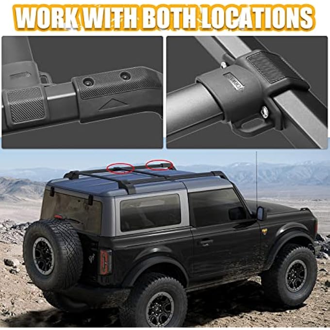 rayihni Single Cross Bar Fit for 2021-2024 Ford Bronco, Roof Rack Cross Bar Cargo Accessory (Except Bronco Sport) - Image 3