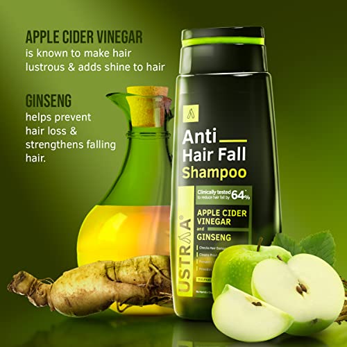 Ustraa Anti Hair Fall Shampoo 250ml - Clinically tested to reduce hairfall by 64%, Dermatologically Tested, With Apple Cider Vinegar, Strengthens Hair & Cleans Scalp to Prevent Hairfall, No Sulphates - Image 5