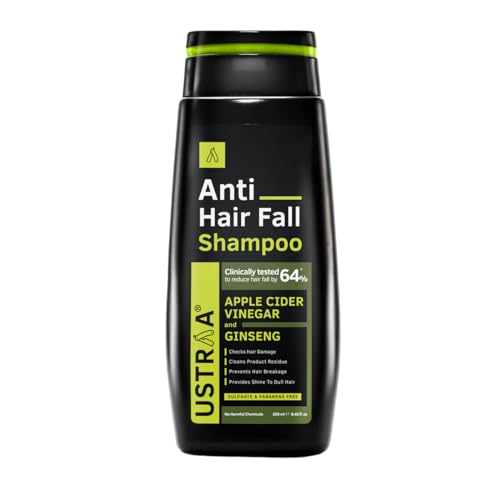 Ustraa Anti Hair Fall Shampoo 250ml - Clinically tested to reduce hairfall by 64%, Dermatologically Tested, With Apple Cider Vinegar, Strengthens Hair & Cleans Scalp to Prevent Hairfall, No Sulphates - Image 1