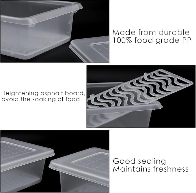 QIMIT Fridge Storage Boxes Fridge Organizer with Removable Drain Plate Fridge Storage Containers Keeps Fruits Vegetables Fresh Longer 1500 ML Polypropylene 6 - Image 5