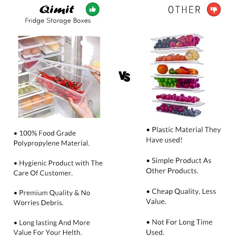 QIMIT Fridge Storage Boxes Fridge Organizer with Removable Drain Plate Fridge Storage Containers Keeps Fruits Vegetables Fresh Longer 1500 ML Polypropylene 6 - Image 3