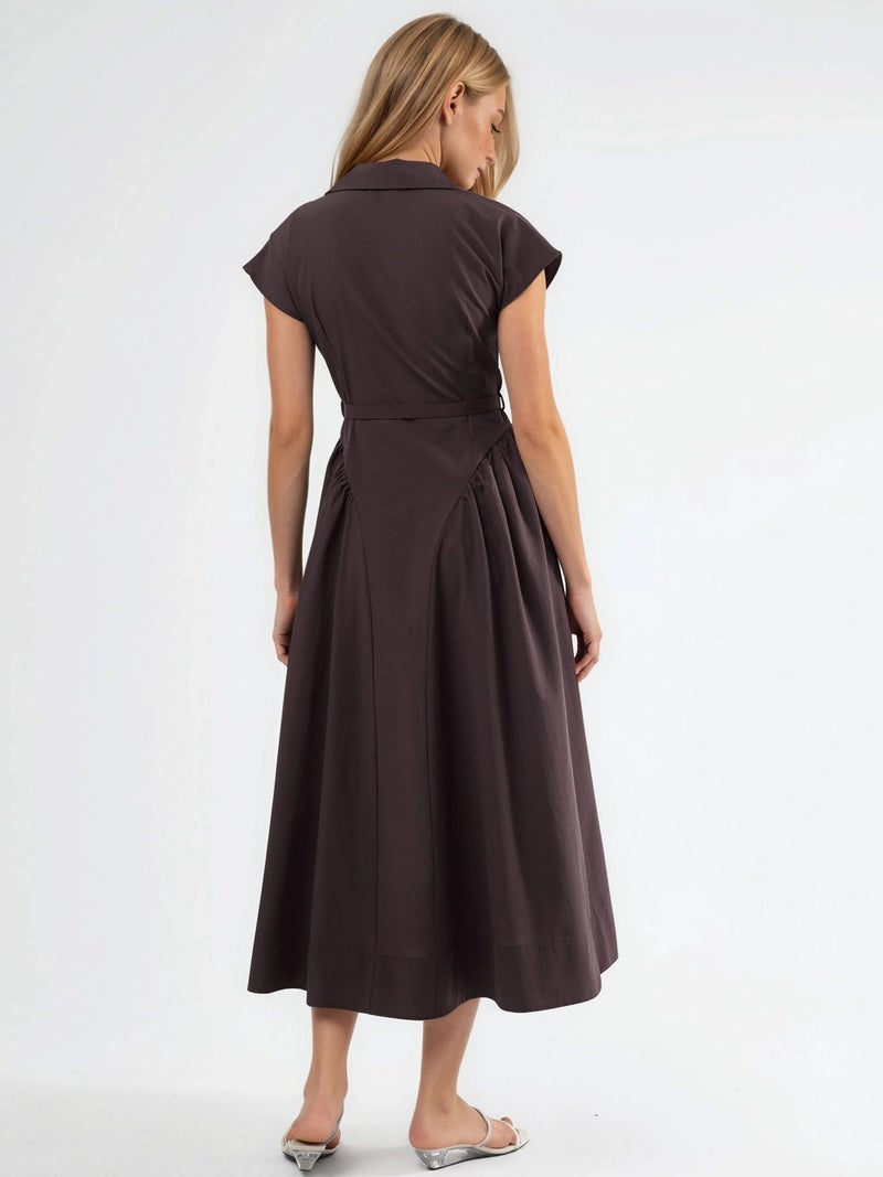 BUSEM Belted Midi Dress with Shirt Collar - Image 3
