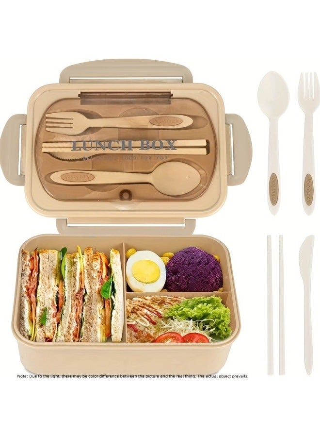Temu Explosion In Stock Compartment Insulation Lunch Box Microwave Lunch Box Students Lunch Box Girls Work-Specifications:Khaki  - Image 2