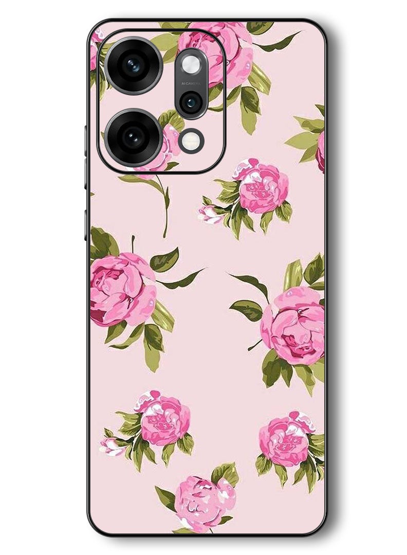 Theodor Case Compatible with Oppo Reno 14 Pro 6.83 Inch Protection Shockproof Bumper Cover Hand Painting Pink Flower - Image 1