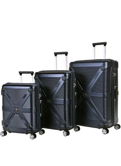 eminent Hard Case Suitcase Trolley Luggage Set of 3 Polycarbonate Lightweight 4 Quiet Double Spinner Wheels Travel Bags With TSA Lock KJ97 Night Blue