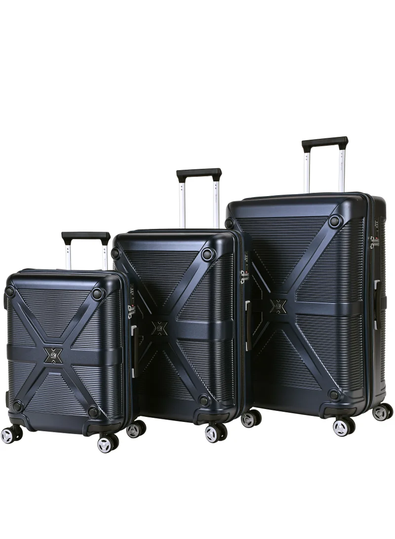 إيمينينت Hard Case Suitcase Trolley Luggage Set of 3 Polycarbonate Lightweight 4 Quiet Double Spinner Wheels Travel Bags With TSA Lock KJ97 Night Blue