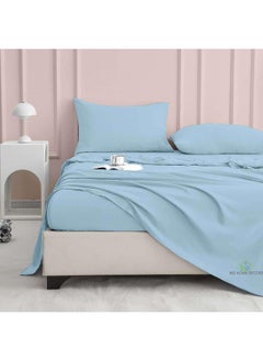 MD Home Decore 4 PCs Bed Sheet Set - 100% Egyptian Cotton - 600 Thread Count - 16 Inch Deep Pocket of Fitted Sheet Twin-XL Blue