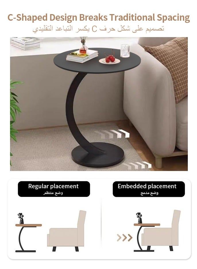 Generic Coffee Table Sofa Side Round Table Bedroom Balcony Living Room End Table Nightstands Black  - Image 4