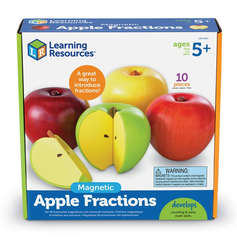 Learning Resources Magnetic Apple Fractions, Montessori Toys, Math Games, Play Food for Kids, Set of 10, Ages 5+ - Image 1