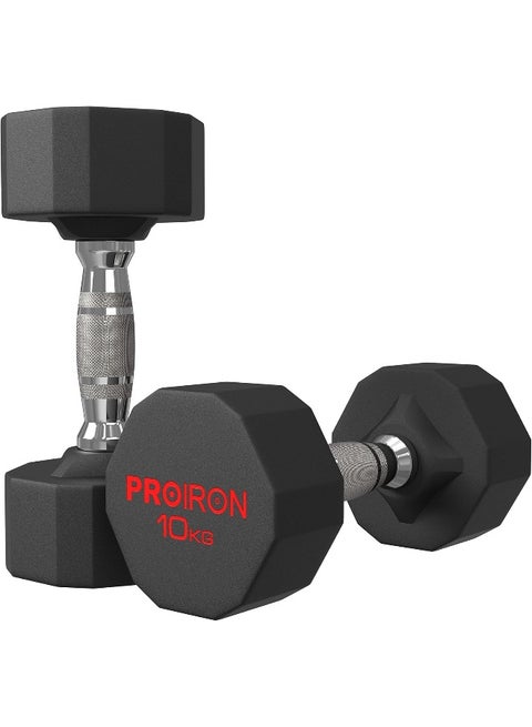 PROIRON Rubber Dumbbells Odorless, Steel Weights Set Men Women Home Gym 3kg 5kg 8kg 10kg 12kg 16kg 20kg 24kg Fitness Training Exercise Body Strength Lifting Equipment (Pair or Single)